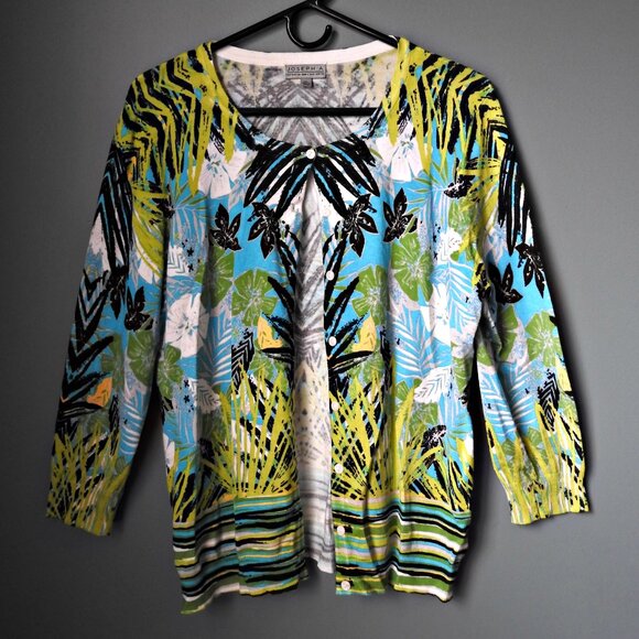 Joseph A. Colorful Buttoned-Down Sweater Cardigan, Women's Size XL - Picture 1 of 6